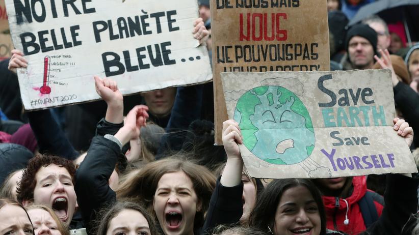 Brüssel: An dem Protest nahmen viele junge Menschen teil.