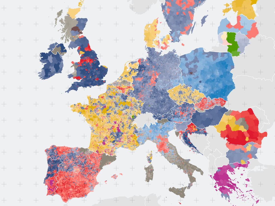 European Union Countries English Labeling Political Map Stock