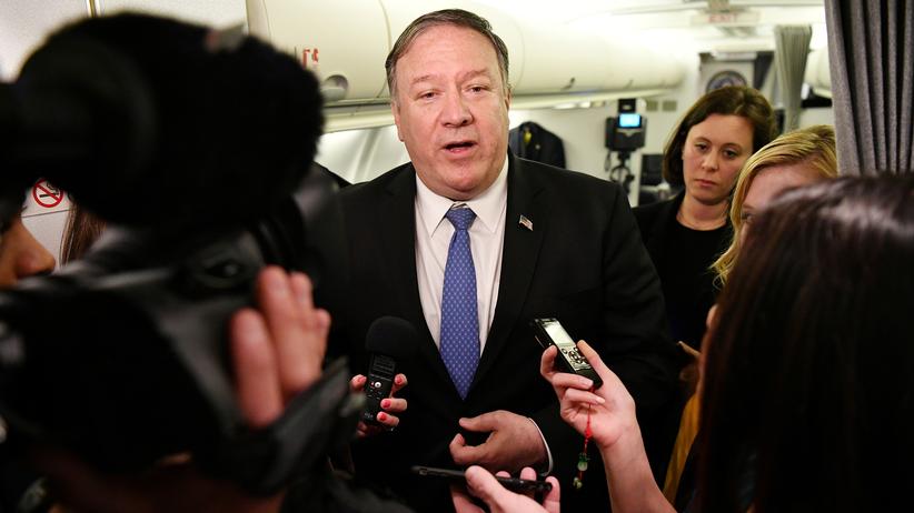 Atomstreit: US-Außenminister Mike Pompeo spricht vor Journalisten.