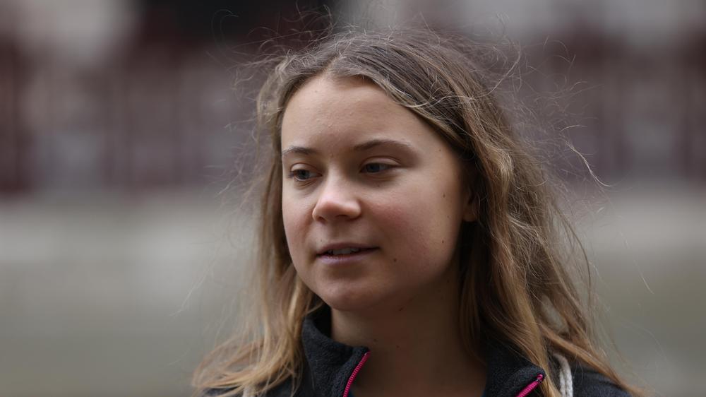 COP27: Greta Thunberg bei einem Sitzstreik zur Unterstützung des britisch-ägyptischen Aktivisten Alaa Abd el-Fattah in London