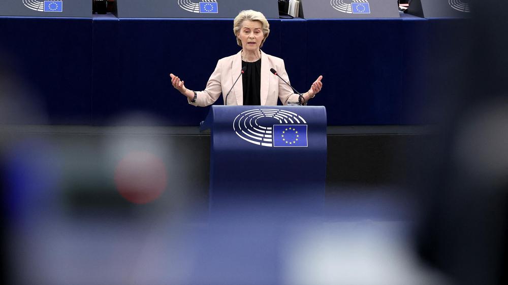  Ursula von der Leyen bei ihrer Rede im EU-Parlament