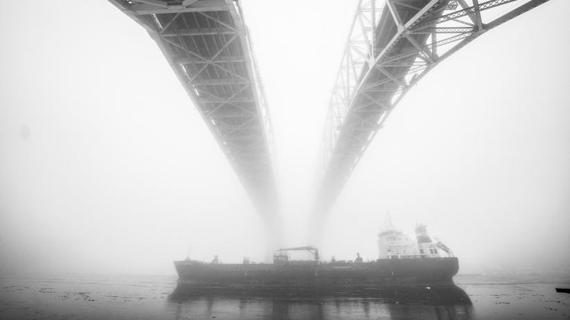 Handelsstreit: Ein Frachter auf dem St. Clair River, der Kanada und die USA miteinander verbindet.