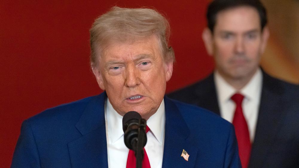  US-Präsident Donald Trump bei seiner Ansprache an die Nation nach den US-Angriffen auf iranische Atomanlagen