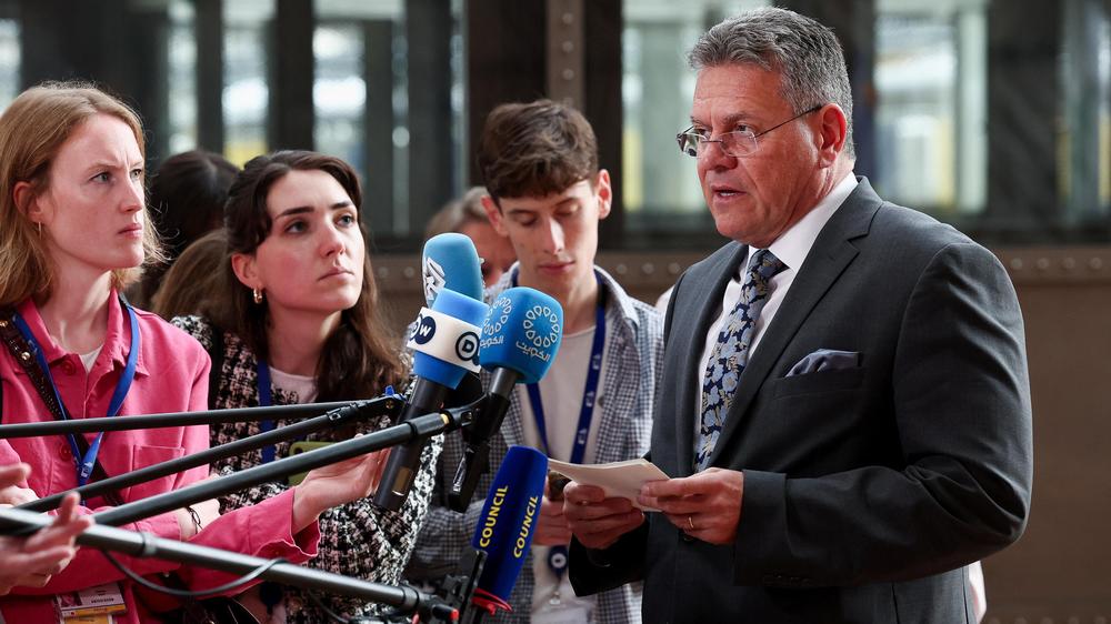  Der EU-Kommissar Maroš Šefčovič kündigte Gegenzölle gegen die USA an.