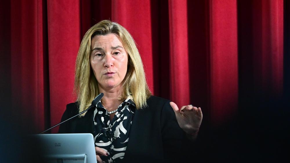  Federica Mogherini, ehemalige EU-Außenbeauftragte, im November an der Freien Universität Berlin. Wegen eines Strafverfahrens tritt sie als Rektorin des College of Europa zurück.