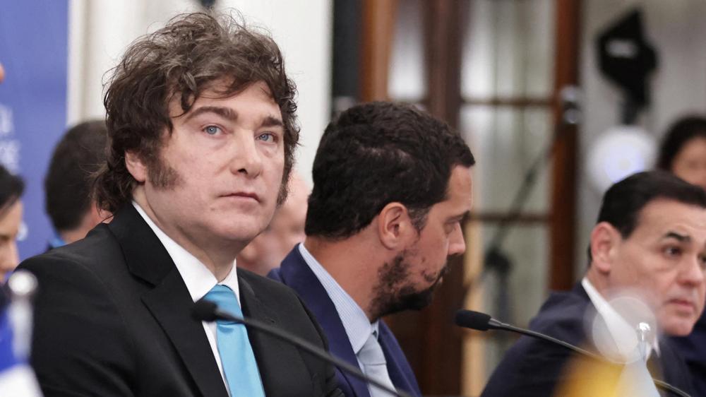  Argentiniens Präsident Javier Milei bei dem Mercosur-Gipfel in Brasilien