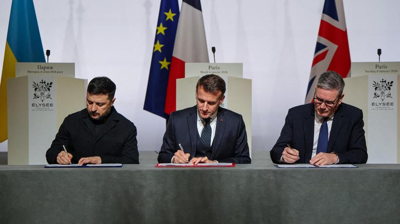 Krieg in der Ukraine: Selenskyj, Macron und Starmer unterzeichneten eine Absichtserklärung.
