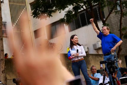 Venezuela: Venezuela opposition leaders Juan Pablo Guanipa and Maria Corina Machado attend a rally, in Caracas, Venezuela, January 9, 2025. Juan Pablo Guanipa is under arrest for allegedly leading a terrorist plot, which the Interior Minister Diosdado Cabello said on Friday, May 23, 2025. REUTERS/Leonardo Fernandez Viloria
