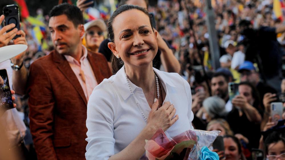  Venezuelan opposition leader and Nobel Peace Prize winner Maria Corina Machado reacts during an event to meet with members of Venezuela's community residing in Chile, in Santiago, Chile, March 12, 2026.