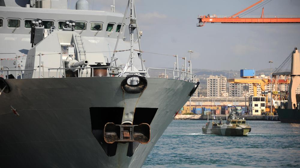 Hafen Tartus: Ein russisches Kriegsschiff im syrischen Hafen von Tartus im September 2019, als Wladimir Putins enger Verbündeter Baschar al-Assad noch an der Macht war.