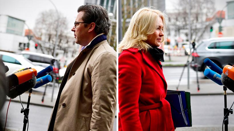 Große Koalition: Andreas Scheuer und Manuela Schwesig im Gespräch mit Journalisten