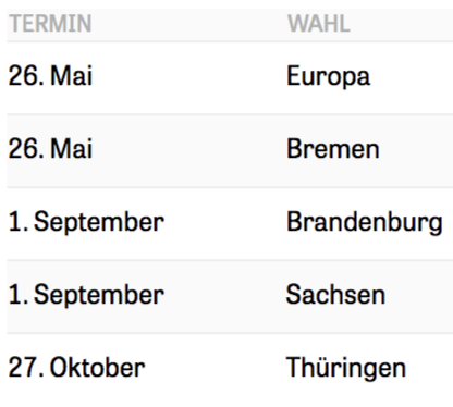 Jahresausblick: Wichtige Wahltermine 2019