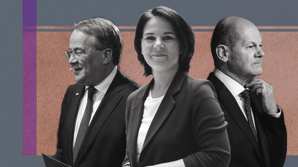 Kanzlerkandidatur: Drei, die ins Kanzleramt wollen: Armin Laschet (CDU), Annalena Baerbock (Grüne) und Olaf Scholz (SPD)