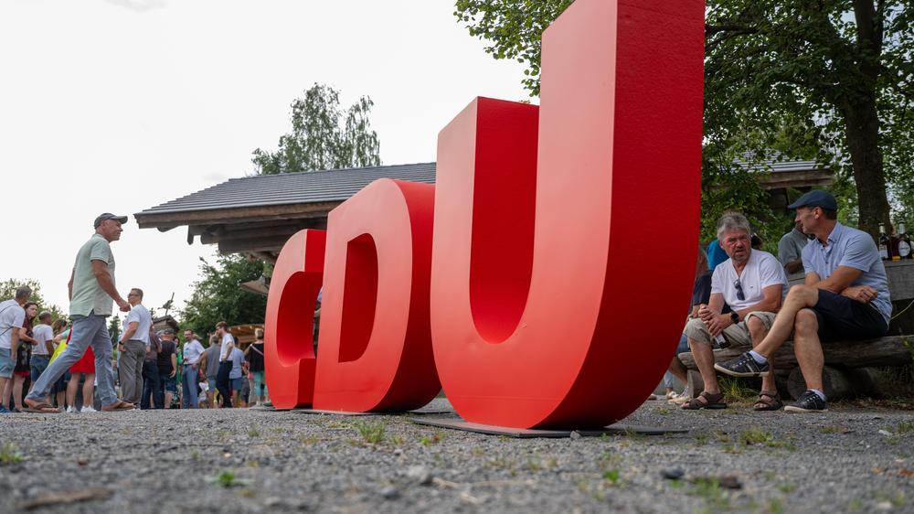 Christdemokraten: Eine Wahlkampfveranstaltung der CDU im sächsischen Dorfchemnitz