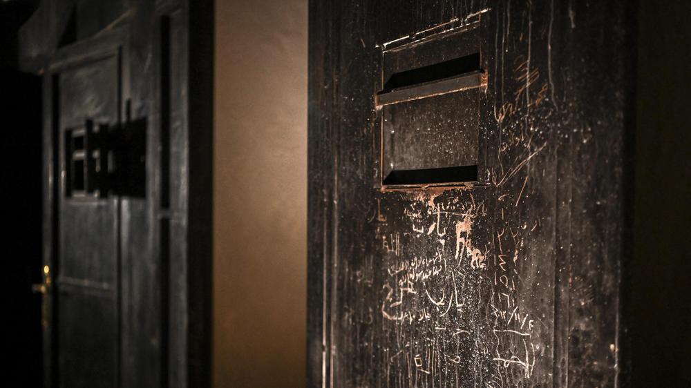 Syria: A door in a Syrian secret service prison where a man accused by federal prosecutors is said to have been involved in the mistreatment of prisoners.