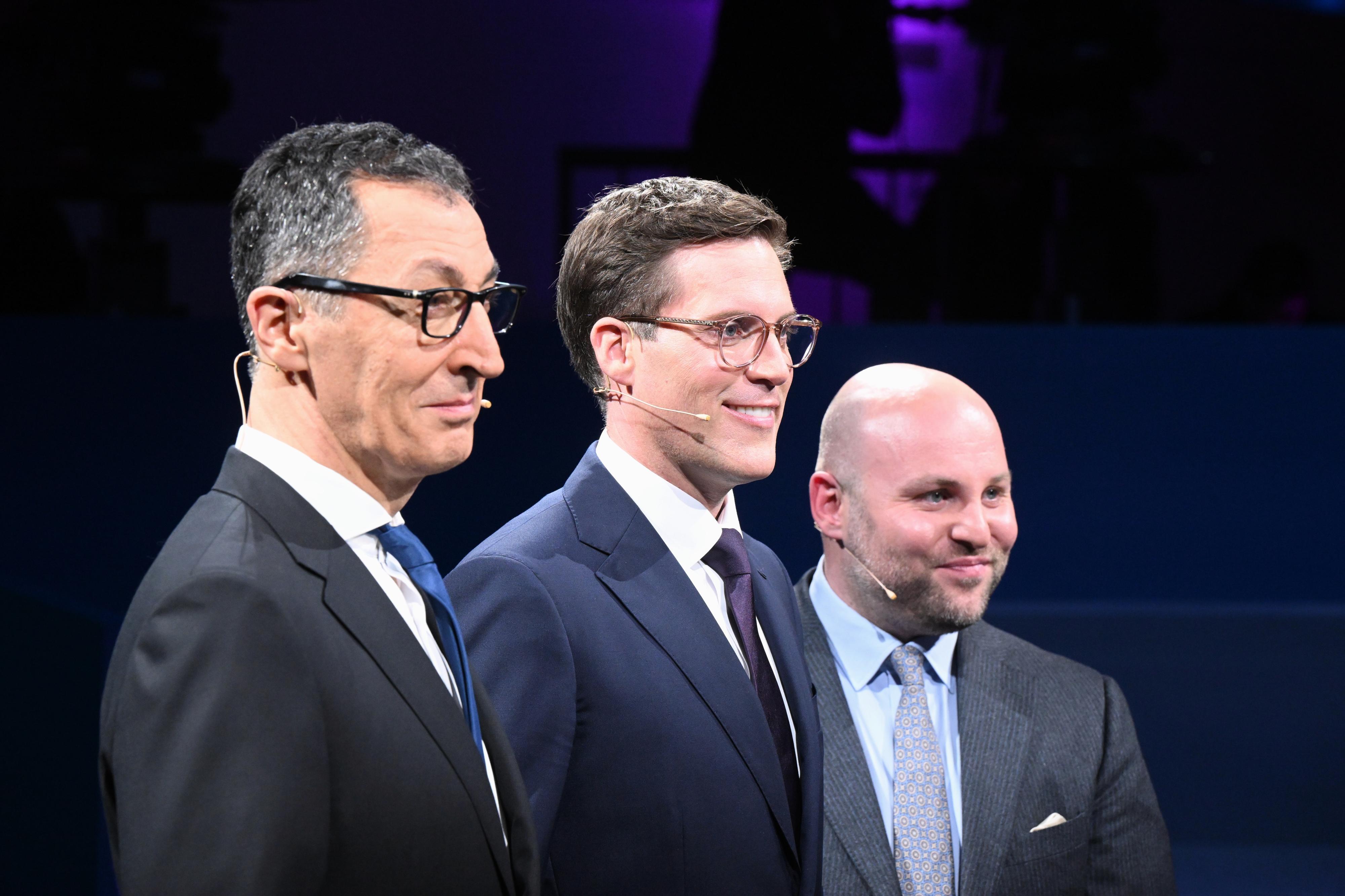 Landtagswahl in Baden-Württemberg: Von links nach rechts: die Spitzenkandidaten Cem Özdemir (Grüne), Manuel Hagel (CDU) und Markus Frohnmaier (AfD) beim TV-Triell