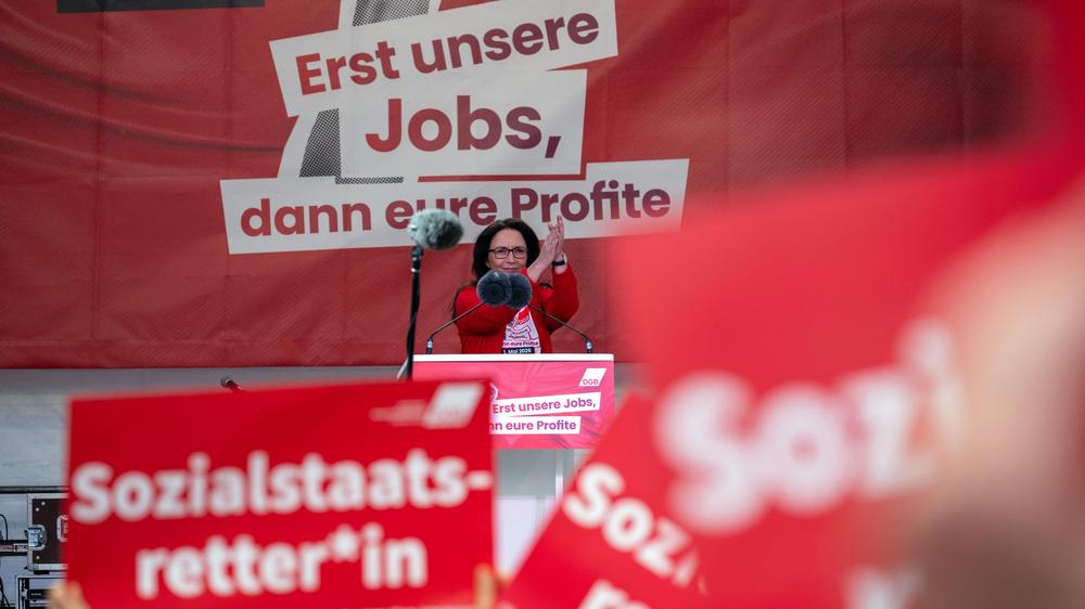 Sozialreformen: Yasmin Fahimi stellt sich beim Bundeskongress zur Wiederwahl als Vorsitzende des Deutschen Gewerkschaftsbundes.