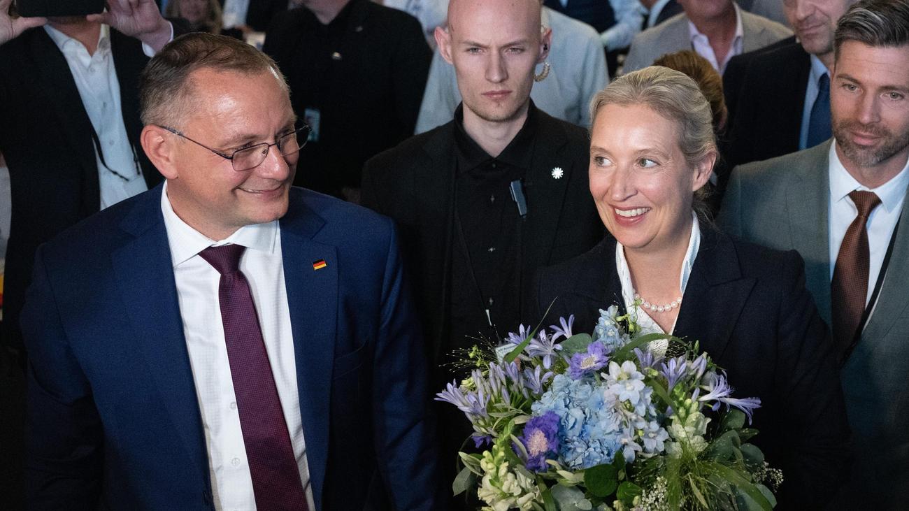 AfD-Bundesparteitag in Erfurt: Parteitag bestätigt AfD-Chefs Weidel und Chrupalla im Amt