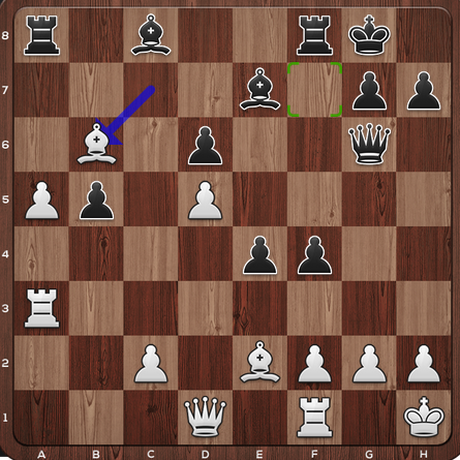 Schach-WM 2018: Stellung nach dem 23. Zug von Weiß: Caruana hat einen Freibauern auf der fünften Reihe. Carlsens Bauern sind bereit zum Angriff. 