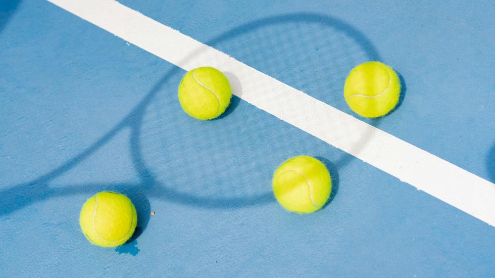 Tennis court during a match