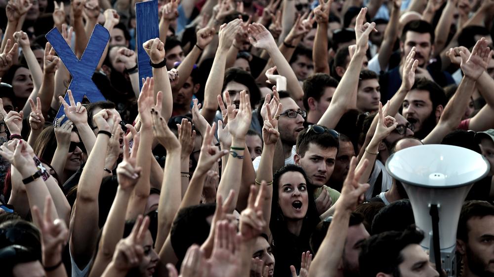 Griechische Demonstranten auf einer "Nein"-Kundgebung in Athen