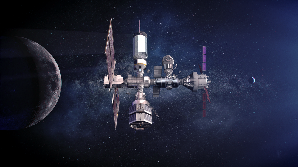Gateway in lunar orbit with contributions from international partners