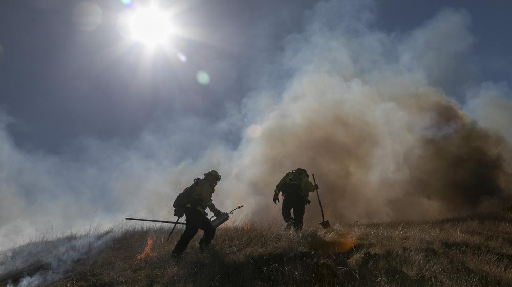 Umweltschutz: Feuerwehrleute bei den Waldbränden in Kalifornien im Oktober. Als häufigste Lösung im Kampf gegen den Klimawandel nannten die von den UN Befragten den Schutz von Wäldern und natürlichen Lebensräumen.