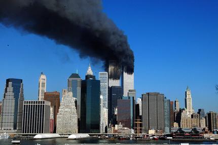 Das World Trade Center in New York am 11. September 2001