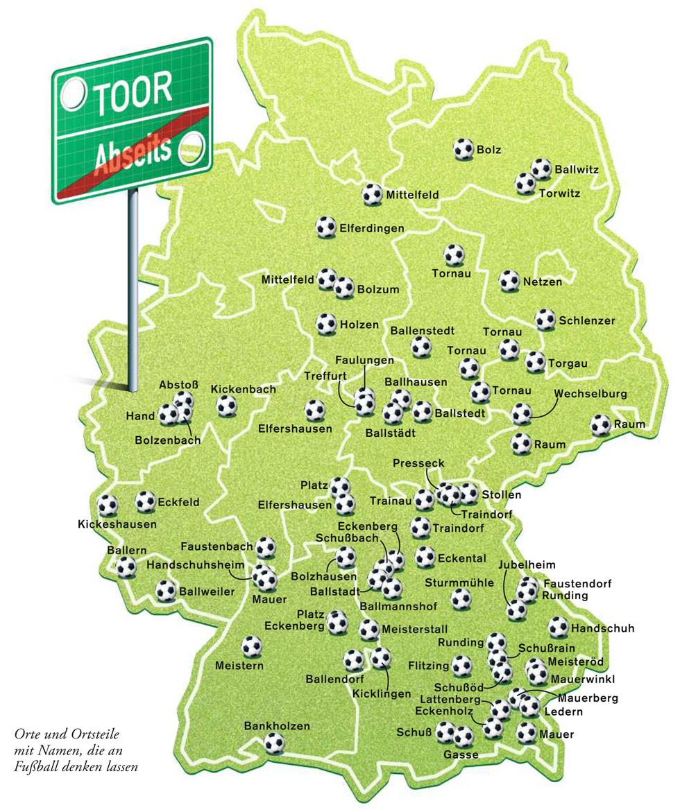 deutschlandkarte orte die nach fußball klingen  zeitmagazin