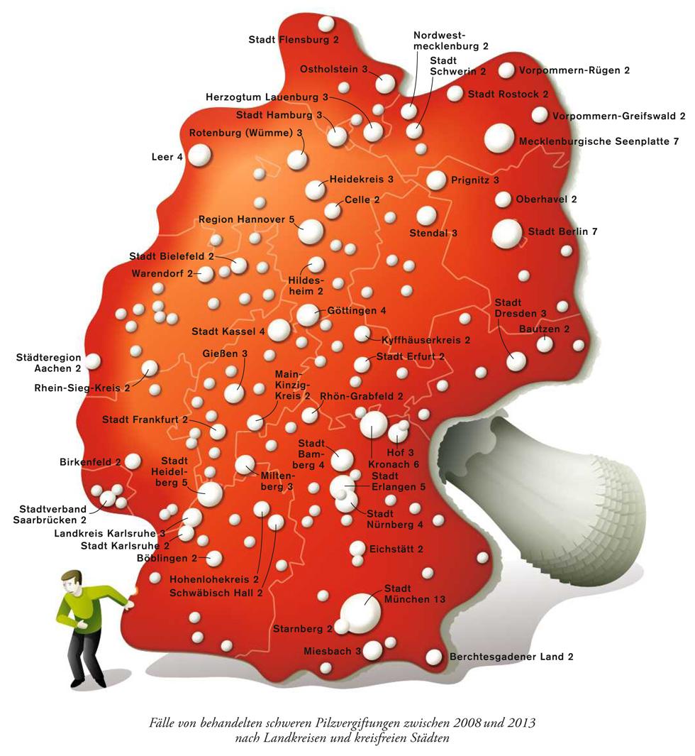 Deutschlandkarte: Pilzvergiftungen | ZEITmagazin