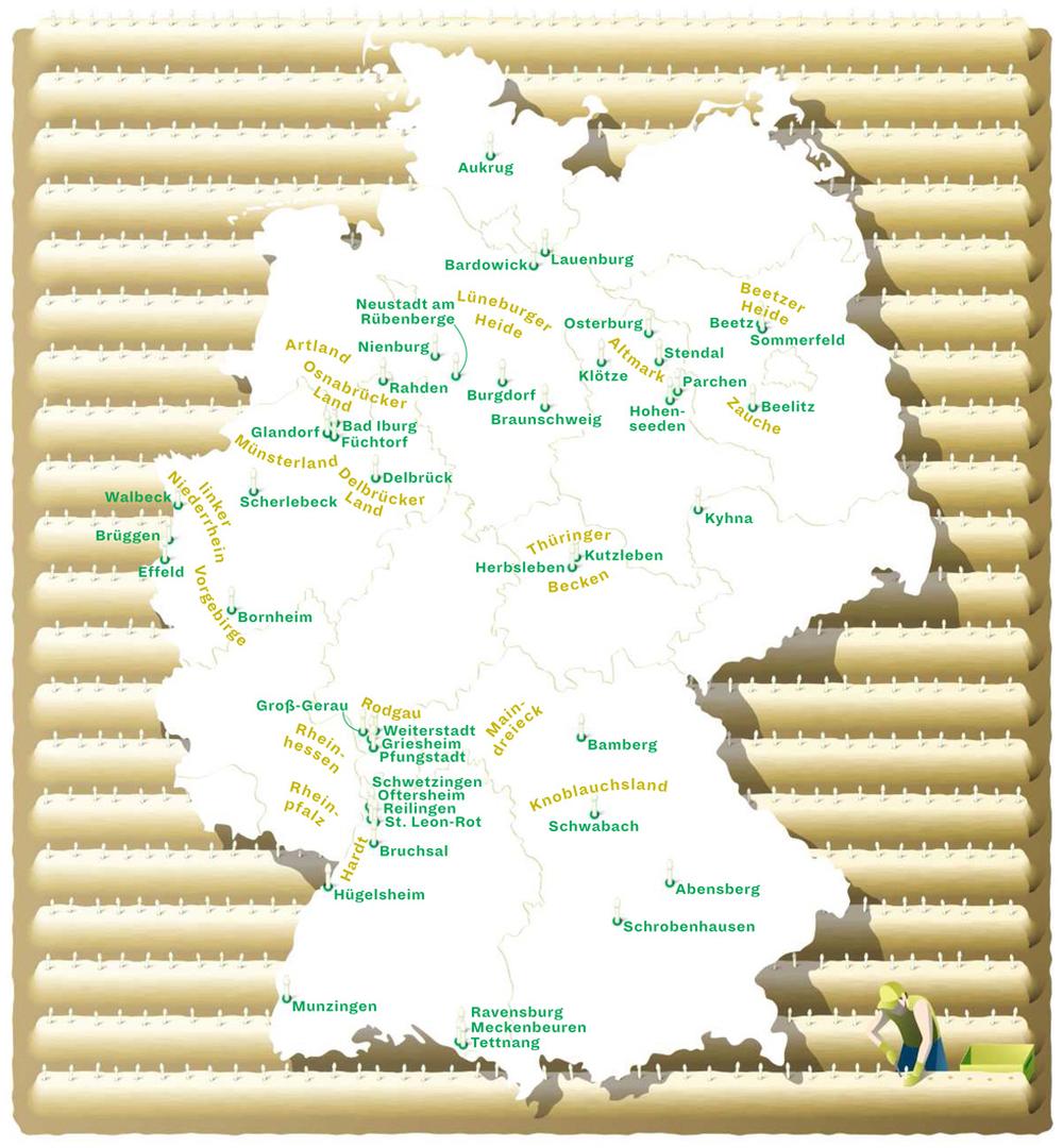 Deutschlandkarte: Spargelanbaugebiete
