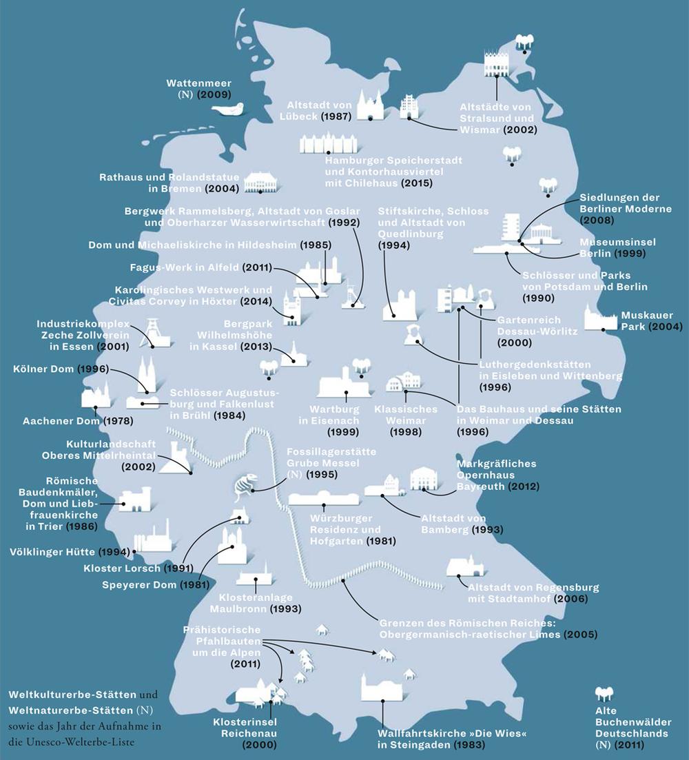Deutschlandkarte WelterbeStätten ZEITmagazin