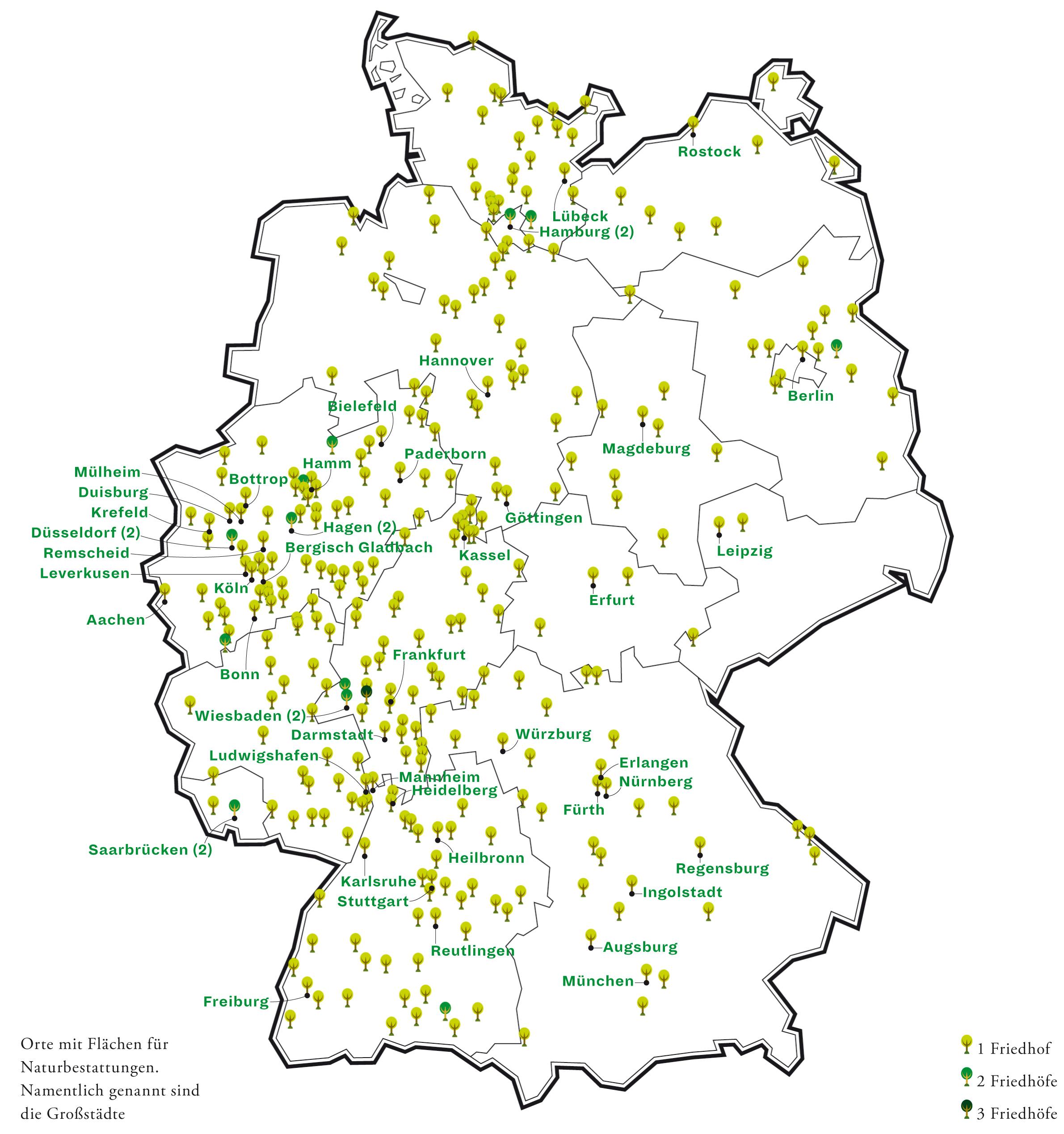Deutschlandkarte: Naturfriedhöfe | ZEITmagazin Deutschlandkarte: Naturfriedhöfe | ZEITmagazin