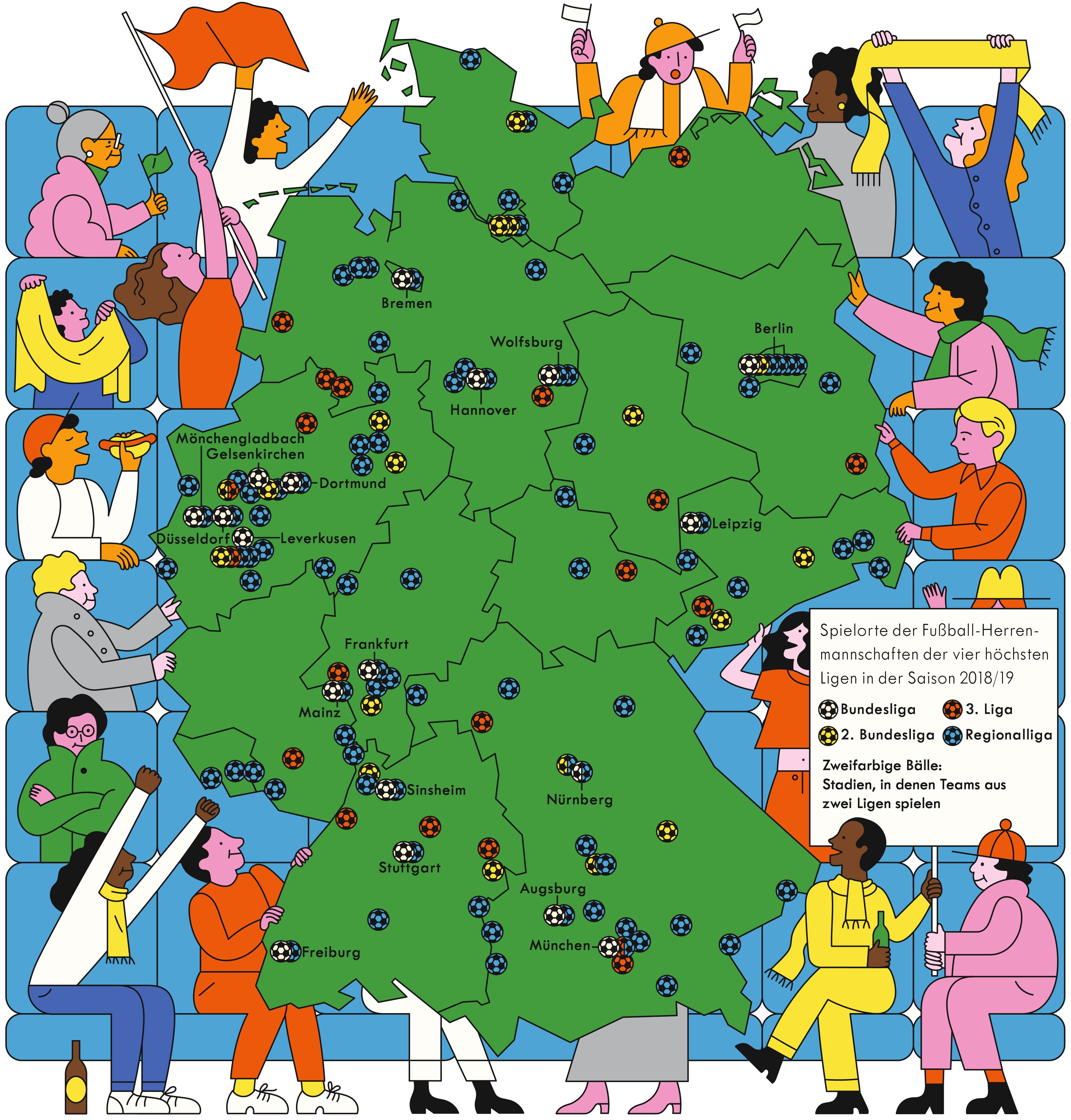 Rubbelposter Deutschlandkarte Fußballstadien - Bundesliga Geschenk Für Fußballfans 30x42cm