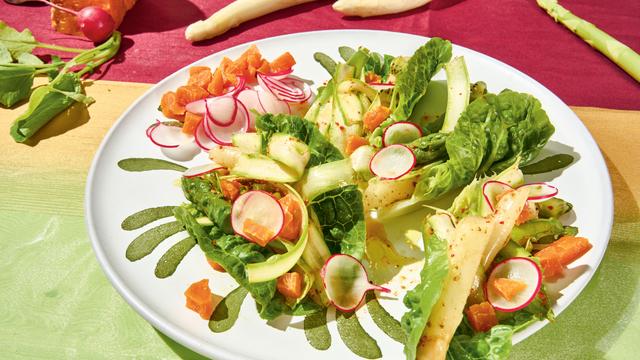 Spargel-Salat mit Mimolette und Kiwi: Abschiedsessen
