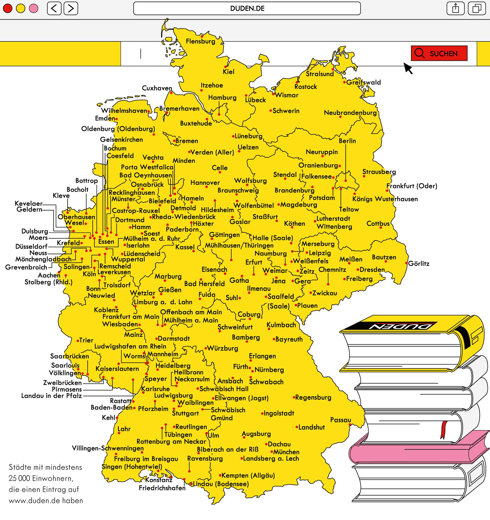 Deutschlandkarte: Städte im Duden | ZEITmagazin