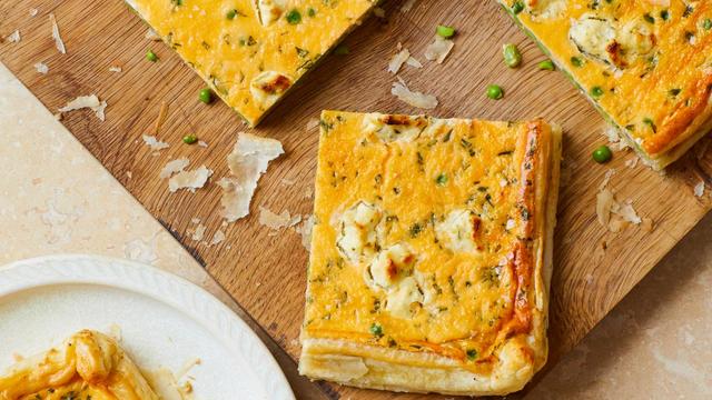 Erbsen-Frischkäse-Tarte: Das Runde muss ins Eckige