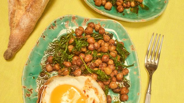 (+) Kichererbsen mit Spinat: Kein-Plan-Kichererbsen