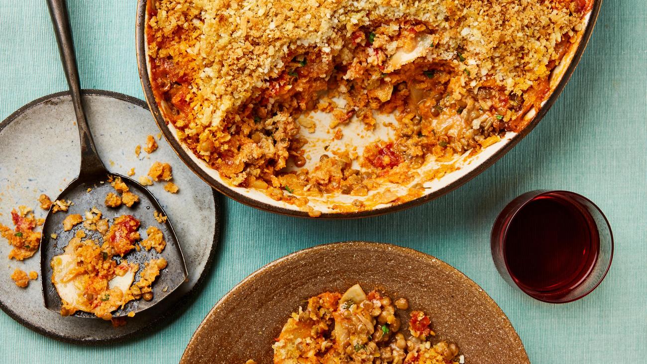 Celeriac and lentil gratin: What a transformation!