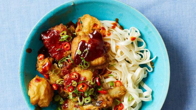 Tofu und Tempura-Frühlingszwiebeln: Korea kann Knuspertofu