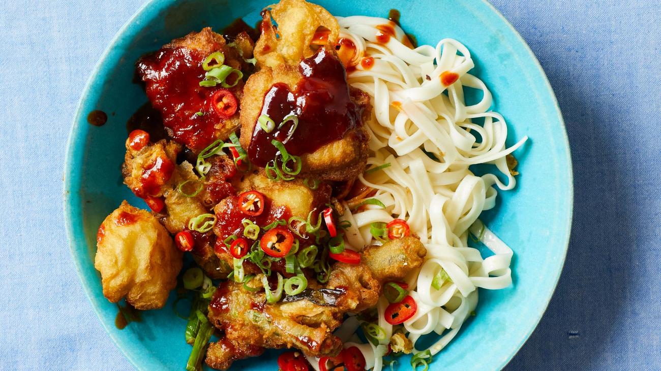 Tofu und Tempura-Frühlingszwiebeln: Korea kann Knuspertofu