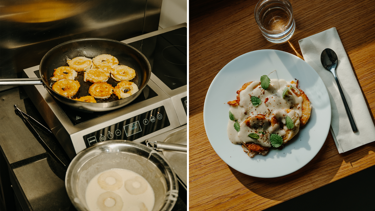 Apfelküchlein mit Eierlikörsoße: Das Beste kommt zum Schluss